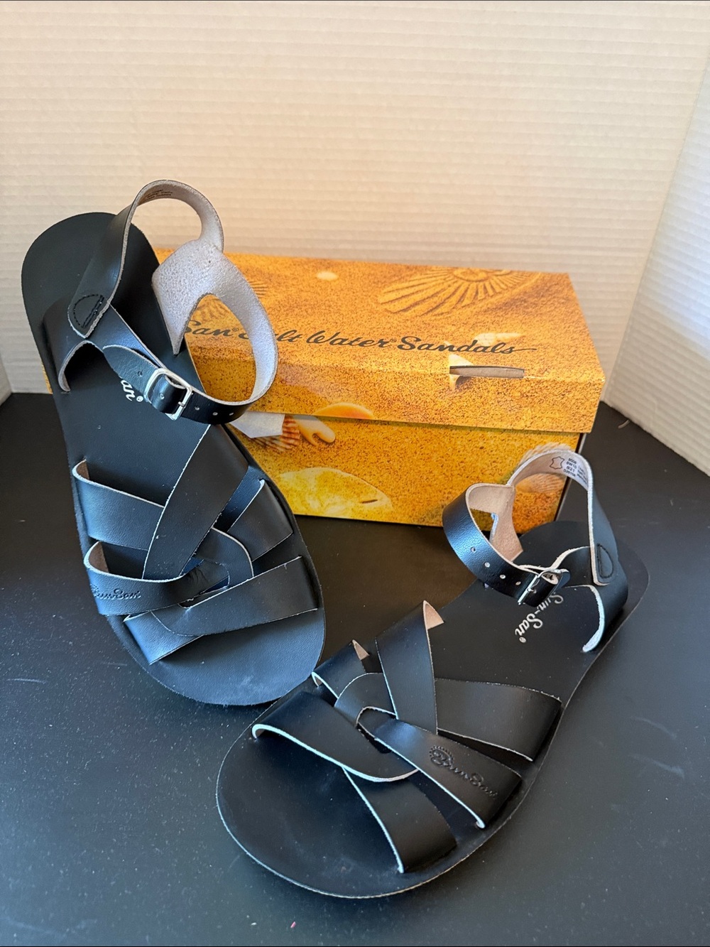 Women’s Black Strappy Sandals with Buckle